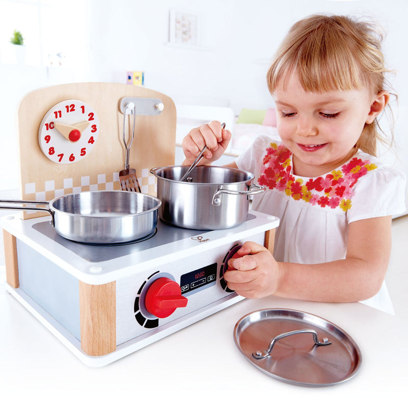 Hape 2-in-1 Play Wooden Tabletop Kitchen & Grill Set with Accessories (Open Box)