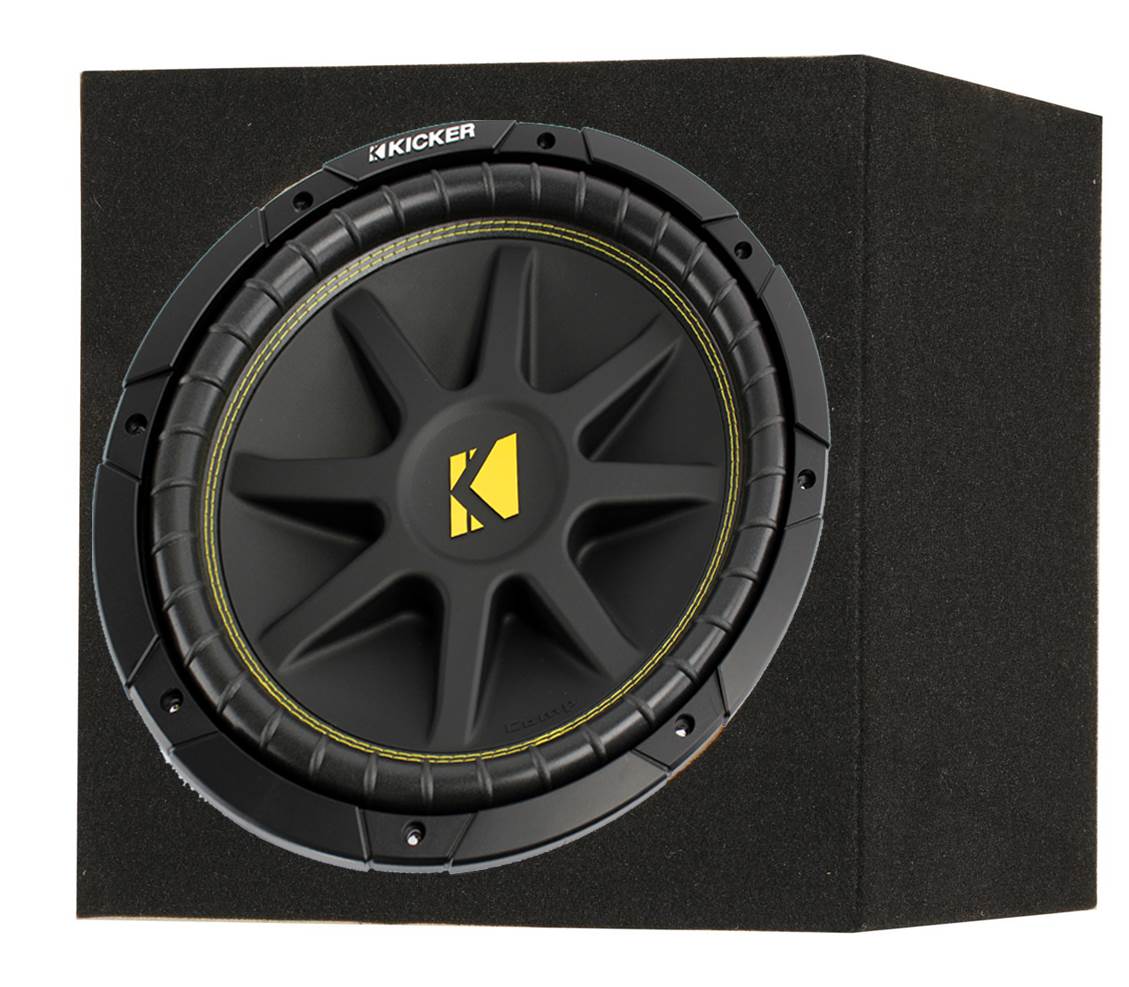 Kicker 10C124 12" 300W 4-Ohm COMP Car Audio Subwoofer + Single Subwoofer Box