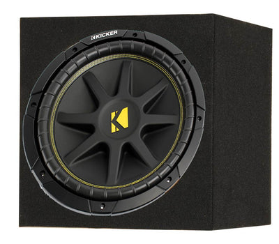 Kicker 10C124 12" 300W 4-Ohm COMP Car Audio Subwoofer + Single Subwoofer Box