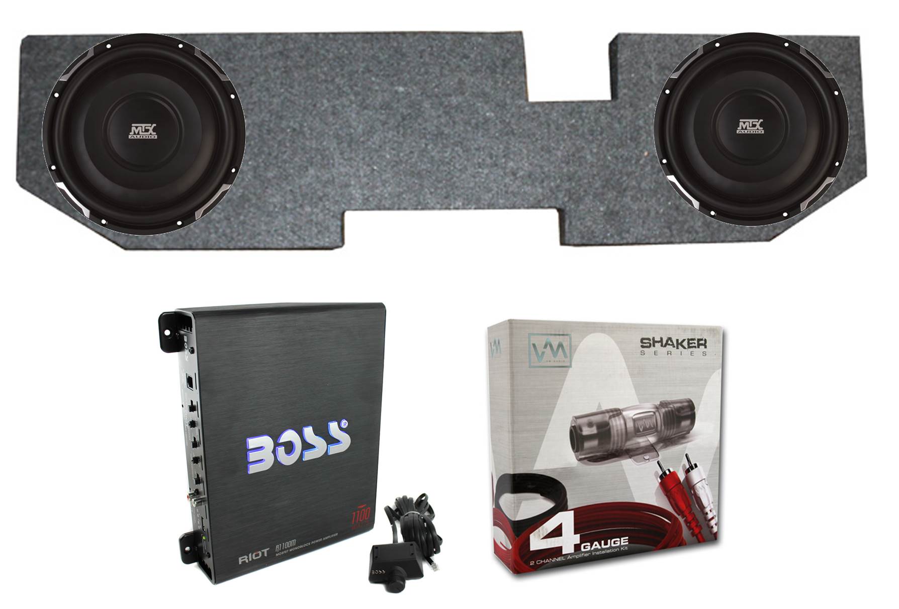 2) MTX FPR10-02 10" 600w Subs + For Dodge Ram Quad Cab '02-15 Truck Box+Amp+Wire