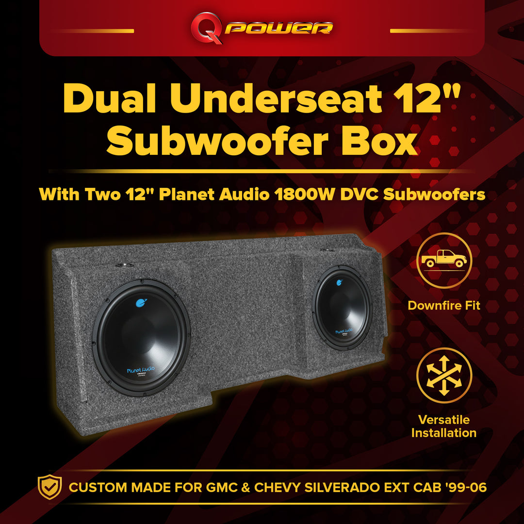 2) Planet Audio AC12D 12" 3600W Subs + GMC Chevy Silverado Ext Cab '99-06 Box - VMInnovations