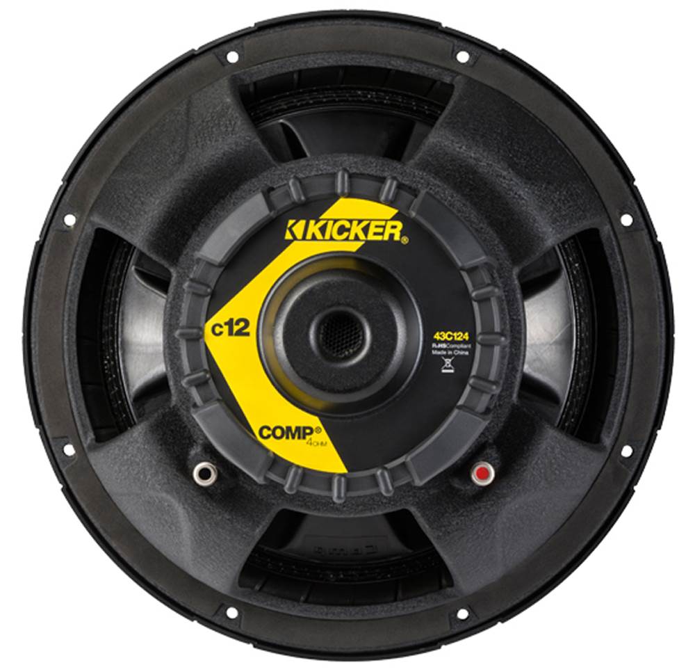 2) Kicker 43C124 600 Watt 12" Subwoofers, Ported Box Enclosure, Amp, and Wiring
