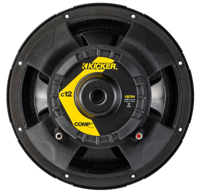 2) Kicker 43C124 600 Watt 12" Subwoofers, Ported Box Enclosure, Amp, and Wiring