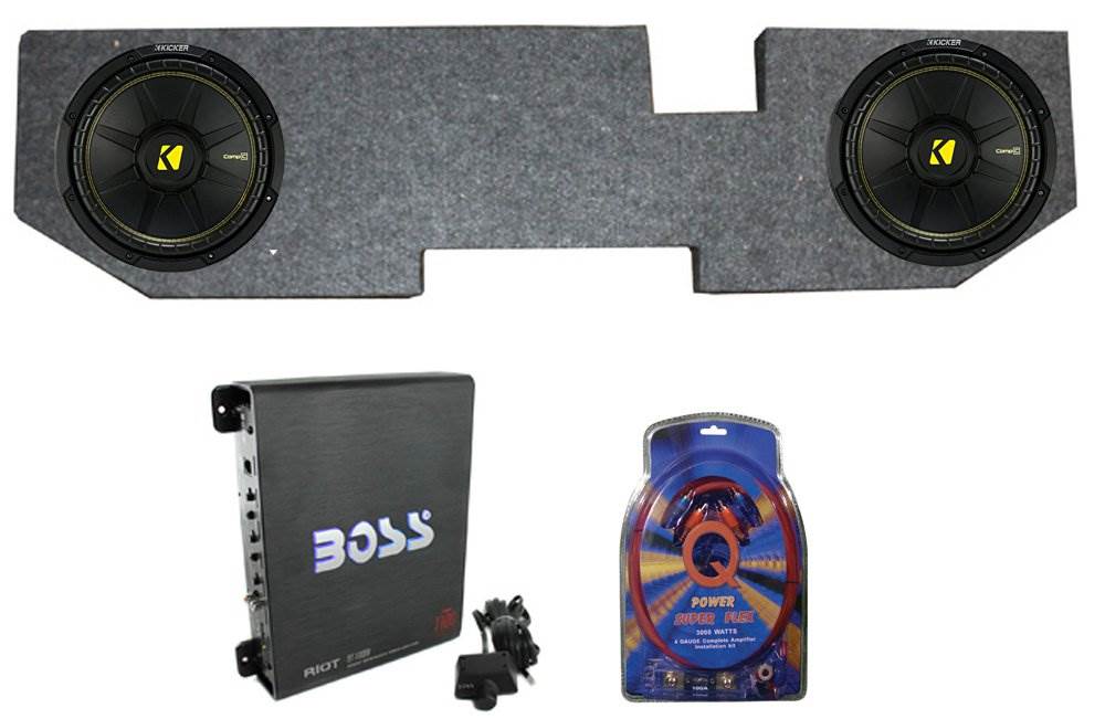 Kicker 12" 600W Subwoofer Pair w/ Dodge Ram Quad Sub Box & 1100W Amplifier & Kit