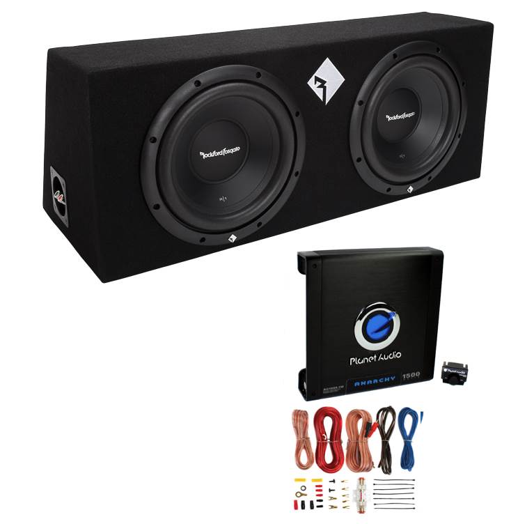 Rockford Fosgate 10" 800W Subwoofer Enclosure and Amplifer w/ Wiring Kit