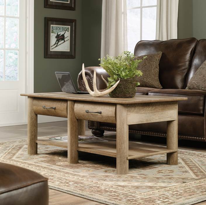 Sauder Woodworking Boone Mountain Log Cabin Coffee Table Craftsman - Open Box