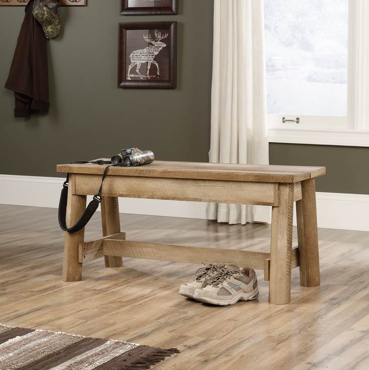 Sauder Woodworking Boone Mountain Mud Room Home Log Bench Craftsman (Open Box)