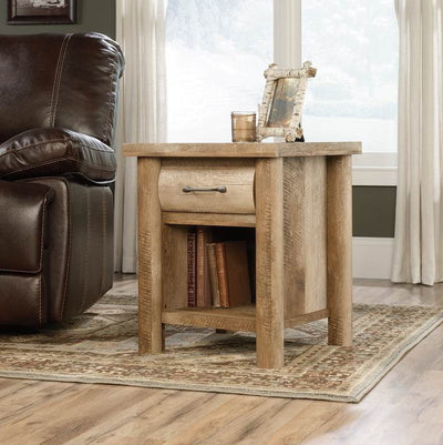 Sauder Woodworking Boone Mountain Living Room Log Cabin Side Table Oak -Open Box