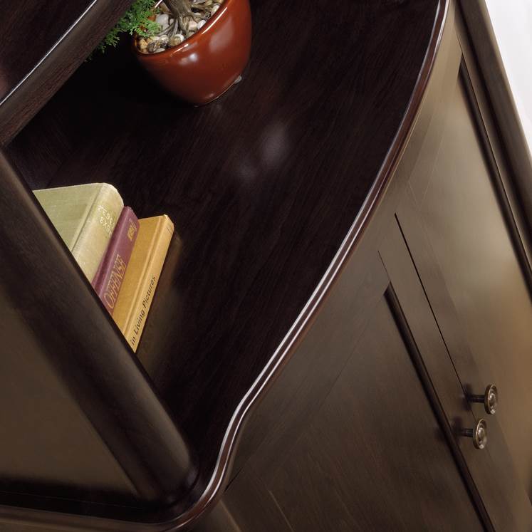 Sauder Woodworking 416775 Library w/Doors Bookcase Jamocha Dark Wood (Open Box)