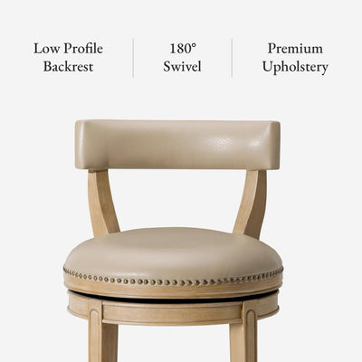 Maven Lane Stool, Weathered Oak Finish w/Avanti Bone Vegan Leather (Used)