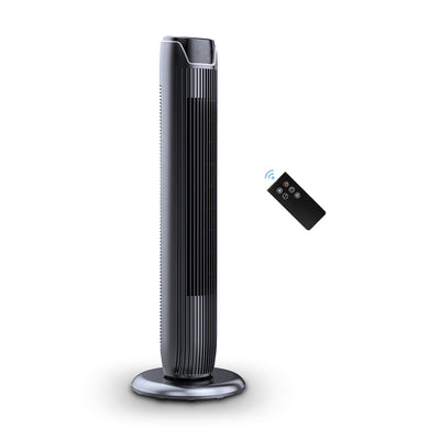 PELONIS 36" 3 Speed Oscillating Pedestal Tower Fan with Remote, Black (Used)