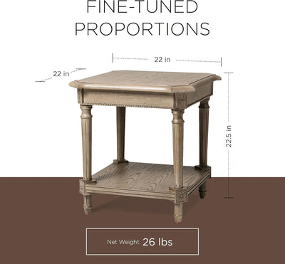 Maven Lane Pullman Square Wooden Side Table in Antiqued Grey Finish (Open Box) - VMInnovations
