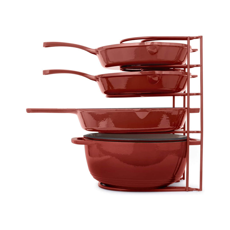 15 In Heavy Duty Extra Large 5 Pan & Pot Organizer 5 Tier Rack, Red (Used)