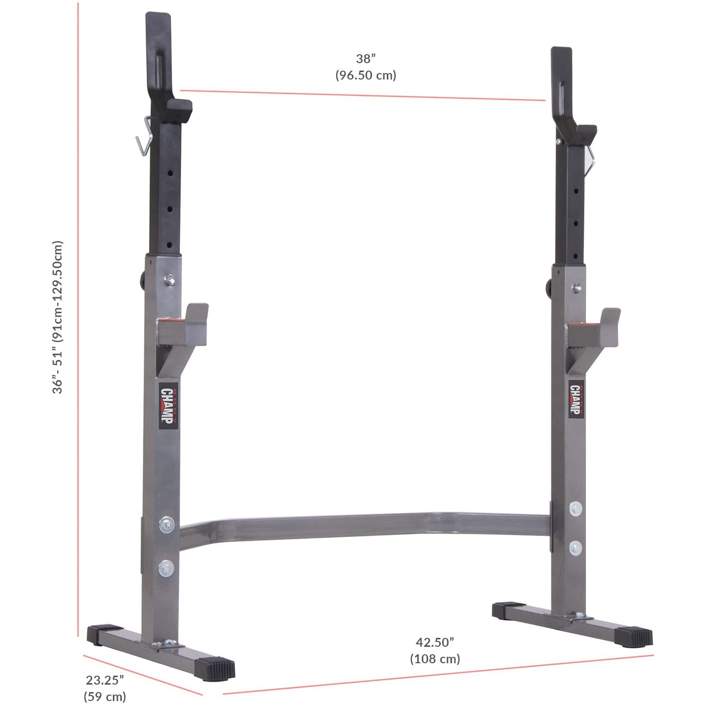 Body Champ Two Piece Set Olympic Weight Bench with Squat Rack, Gray (Open Box)