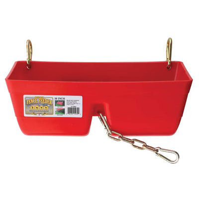 Little Giant 9 Quart Heavy Duty Feed Trough Bucket Fence Feeder, Red (6 Pack)