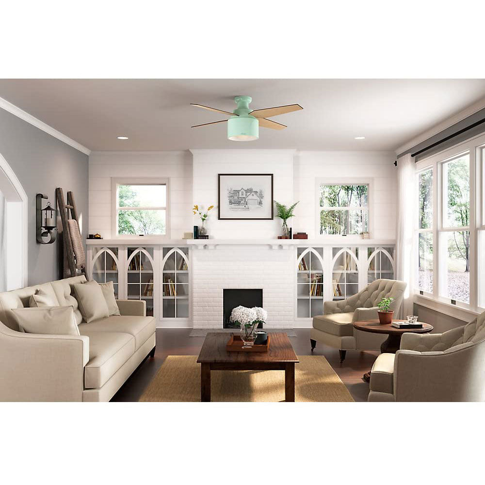 Hunter 52 Inch Cranbrook Low Profile Fresh White Ceiling Fan with Light & Remote