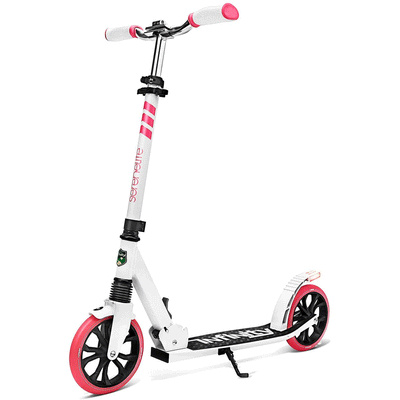 SereneLife SLTS35 Folding Kick Scooter with Large Wheels for Adults & Kids, Pink
