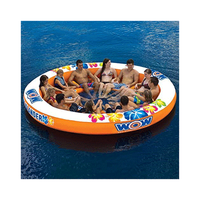 WOW Watersports Freestanding 5 Rail Towel Rack and Stadium Island Float, Orange