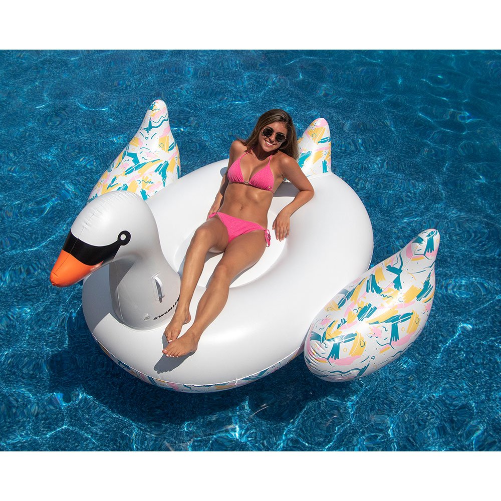 Giant Inflatable Swan Float Bundled w/ Giant Tropical Parrot Inflatable Float