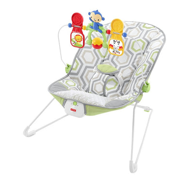 Fisher-Price CMR17 Geo Meadow Interactive Vibrating Safari Baby Bouncer, Green