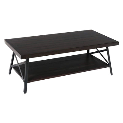 Wallace & Bay Chandler 48 Inch Rustic Coffee Table, Pine Dark Brown (Damaged)