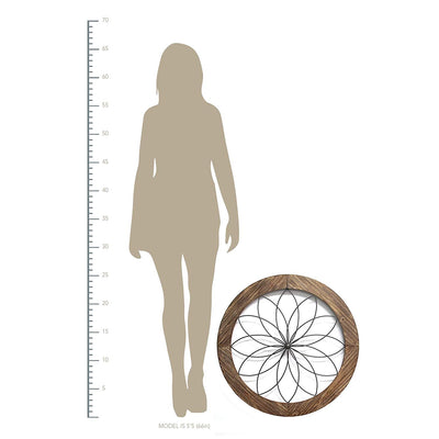 Stratton Home Decor S11570 Round Metal Natural Wood Medallion Wall Art, Brown (For Parts)