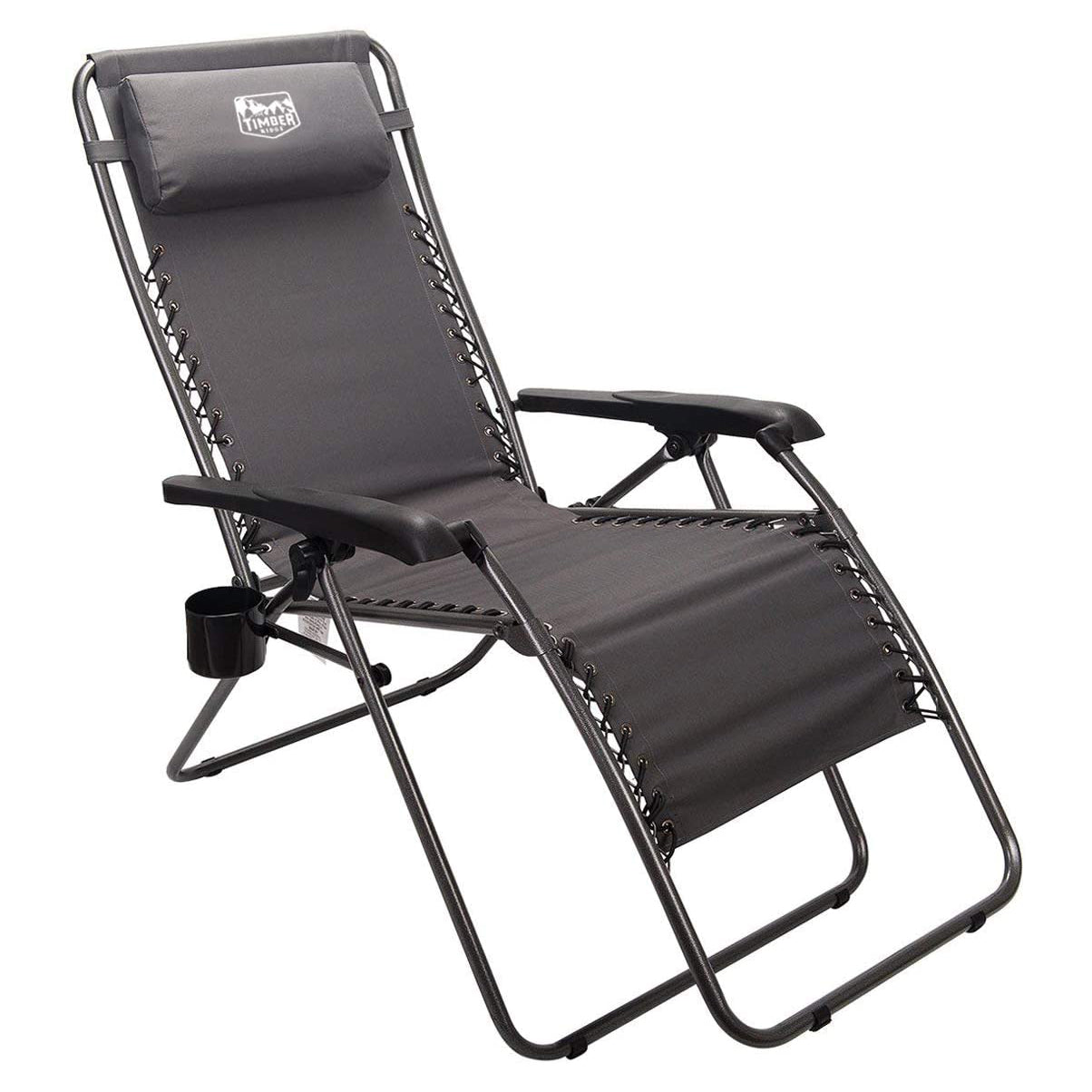 Timber Ridge Zero Gravity Locking Outdoor Recliner Lounge Chair, Gray (2 Pack)