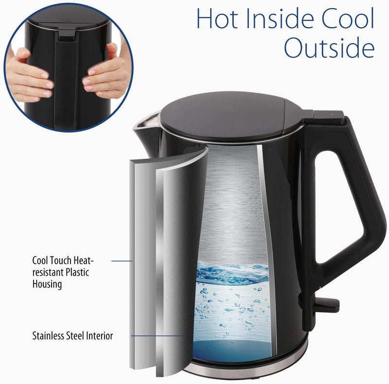 Comfee Stainless Steel Double Wall Cool Touch Cordless Electric Kettle(Open Box)