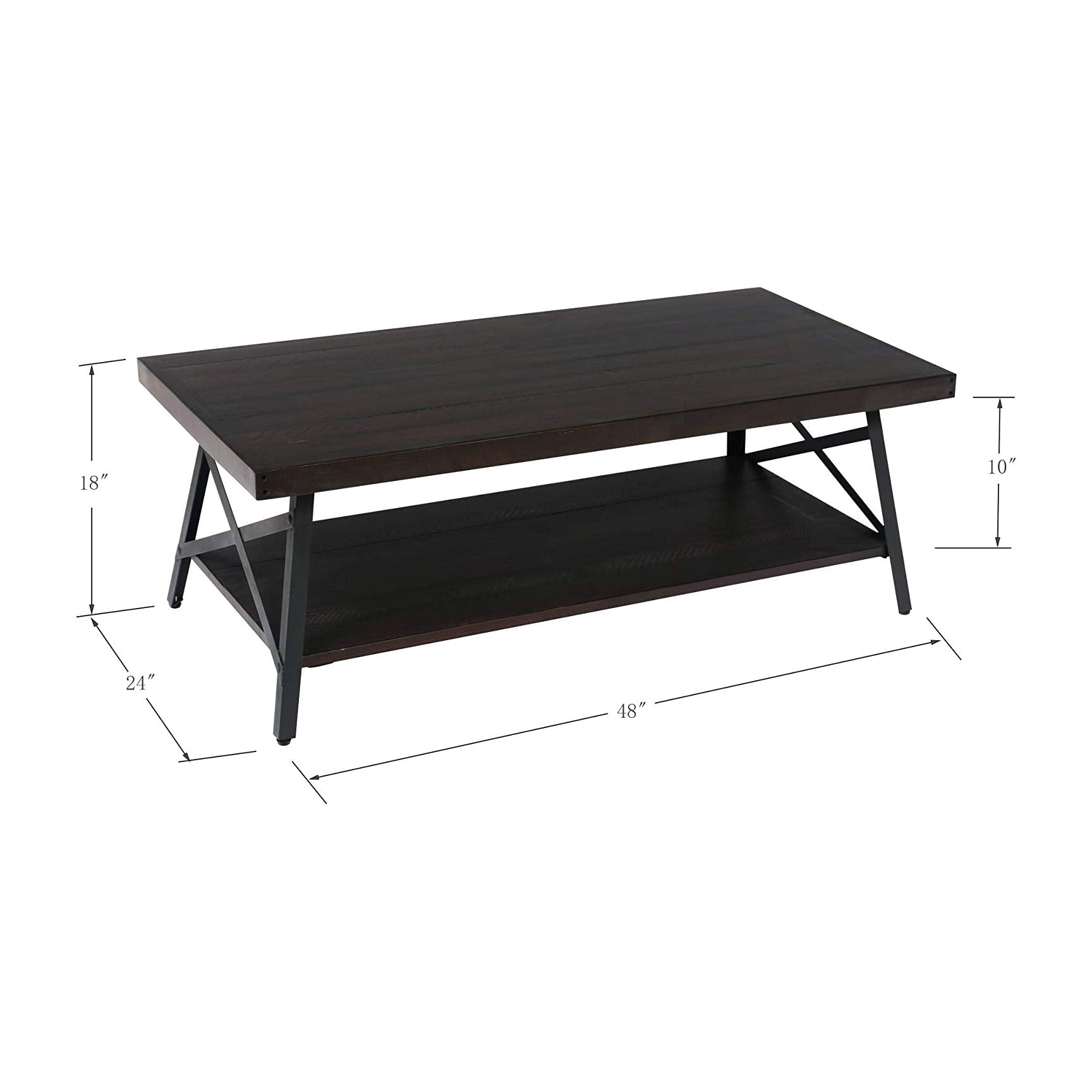 Emerald Home Chandler 48 Inch Rustic Open Storage Coffee Table (Used)