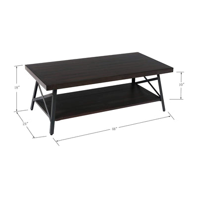 Emerald Home Chandler 48 Inch Rustic Open Storage Coffee Table (Used)