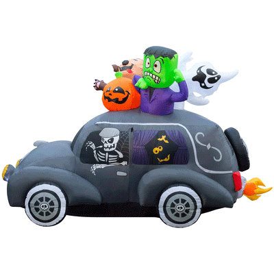 Holidayana 5.5' Tall Inflatable Light Up Halloween Monster Hearse Decor (Used)
