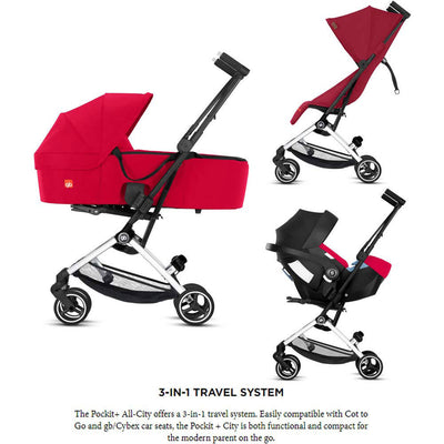 GB Pockit Plus All-City 3-in-1 Infant Travel Ultra-Compact Folding Stroller, Blk