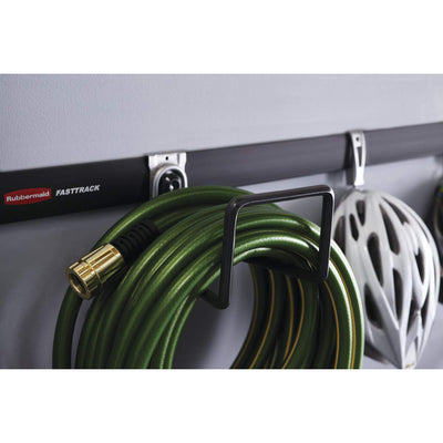 Rubbermaid FastTrack Rail Garage Storage System Water Hose Hook, Black (2 Pack)