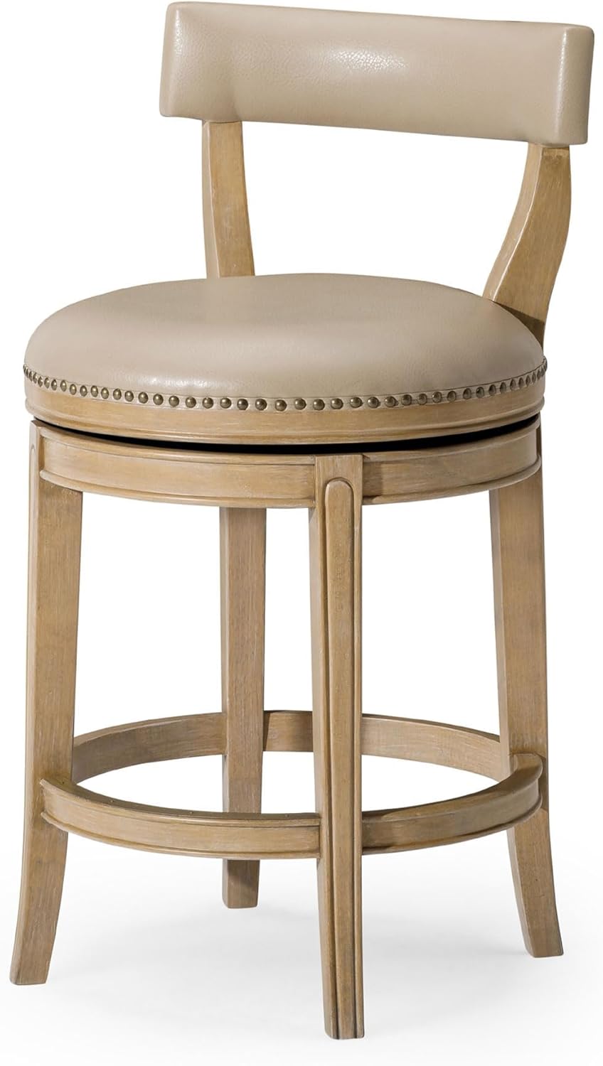 Maven Lane Stool, Weathered Oak Finish w/Avanti Bone Vegan Leather (Used) - VMInnovations