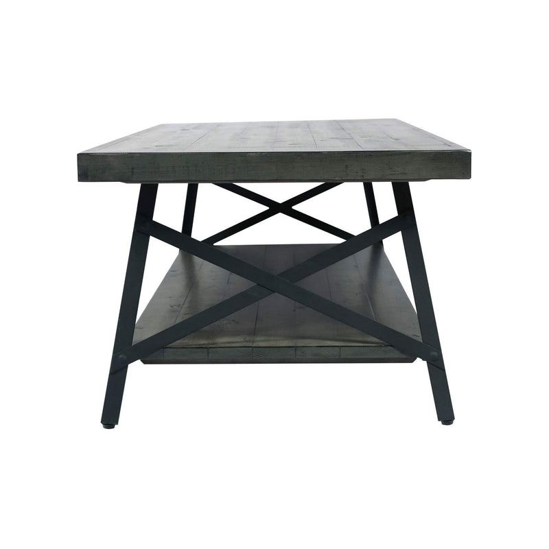 Wallace & Bay Chandler 48 In Rustic Open Storage Table, Antique Gray (For Parts)