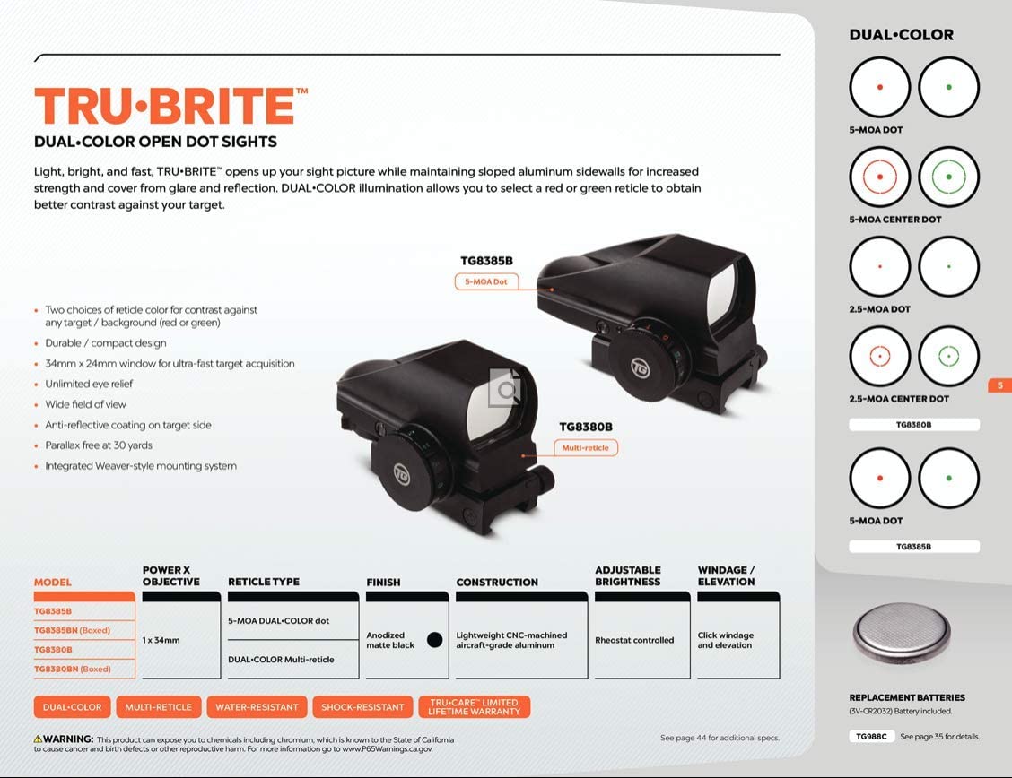 TruGlo TruBrite Weaver Mount Reticle Dual Color Open Dot Hunting Sight (Used)