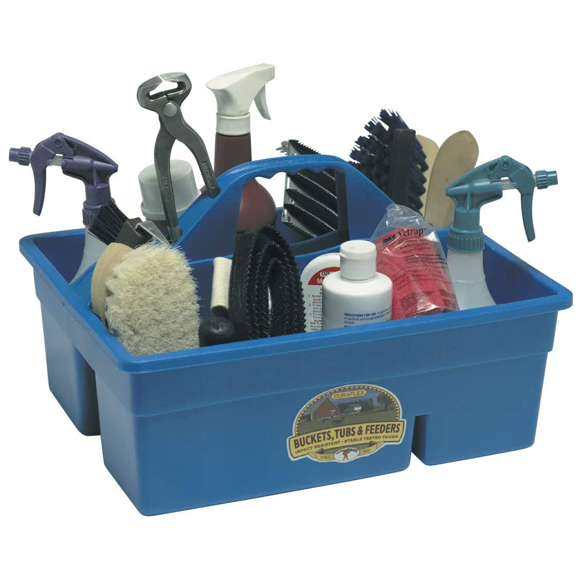 Little Giant Stable Supplies Plastic Organization DuraTote Box, Blue (4 Pack)