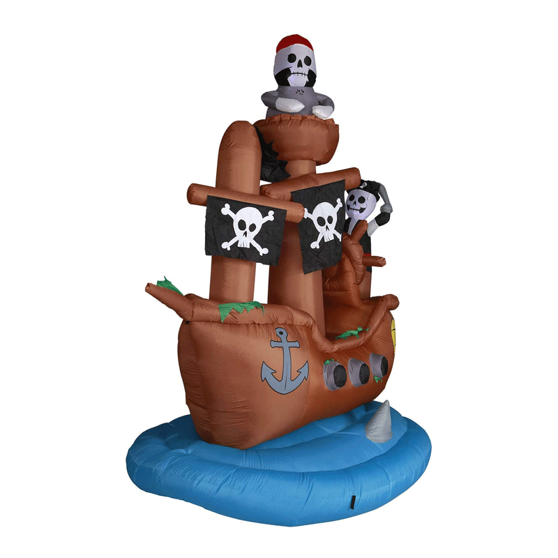 Holidayana 10 Foot Tall Inflatable Halloween Pirate Ship Decoration (Open Box)