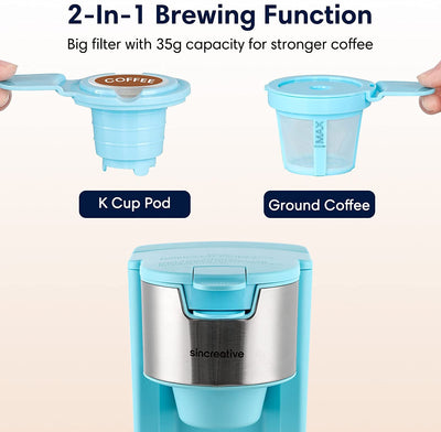 Sincreative Coffee Maker Cappuccino Machine with Milk Frother, Blue (Used)