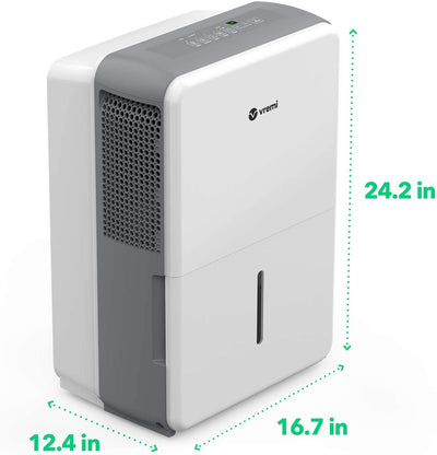 Vremi 35 Pint 3,000 Square Foot Portable Dehumidifier, White (For Parts)