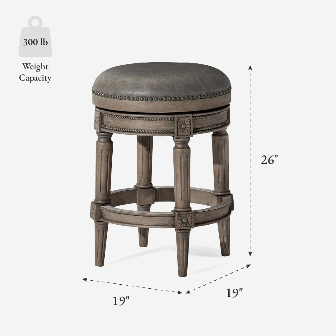 Maven Lane Counter Stool, Reclaimed Oak w/Stone Vegan Leather (For Parts) - VMInnovations