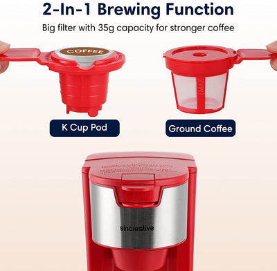 Single Serve Coffee Maker Cappuccino Machine w/ Milk Frother, Red (For Parts) - VMInnovations