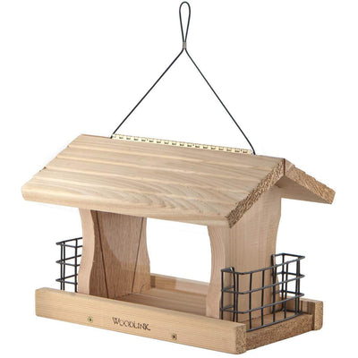 Woodlink Deluxe Cedar Wood Hanging Bird Feeder with Cable & Suet Cages (2 Pack)