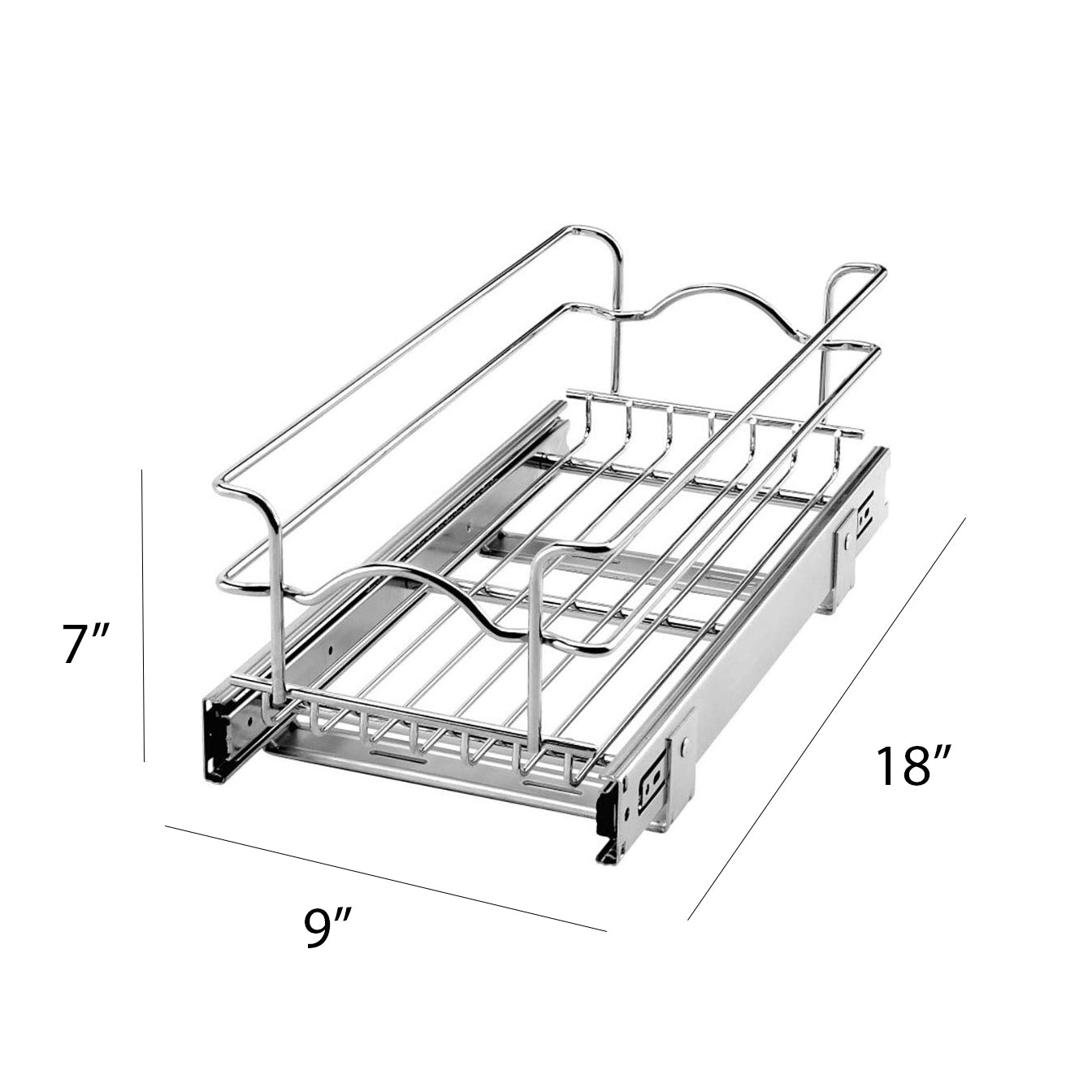 Rev-A-Shelf Pullout Single Basket for Kitchen Cabinets, 9 x 18 In, 5WB1-0918-CR - VMInnovations