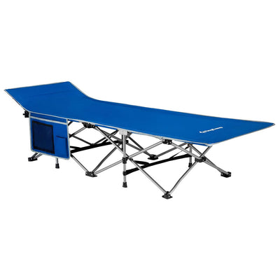 KingCamp Folding Deluxe Portable Camping Side Pocket Bed Cot, Blue (Open Box)