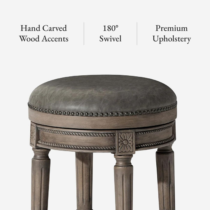 Maven Lane Counter Stool, Reclaimed Oak w/Stone Vegan Leather (For Parts) - VMInnovations