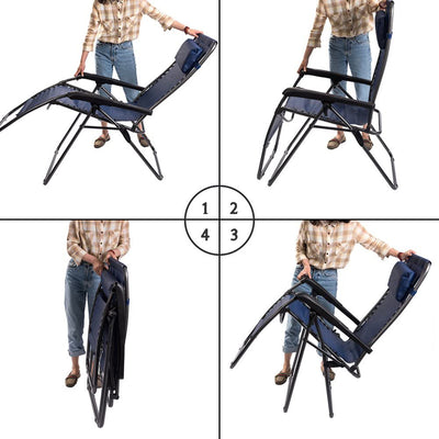 Timber Ridge Zero Gravity Locking Outdoor Recliner Lounge Chair, Blue (2 Pack)