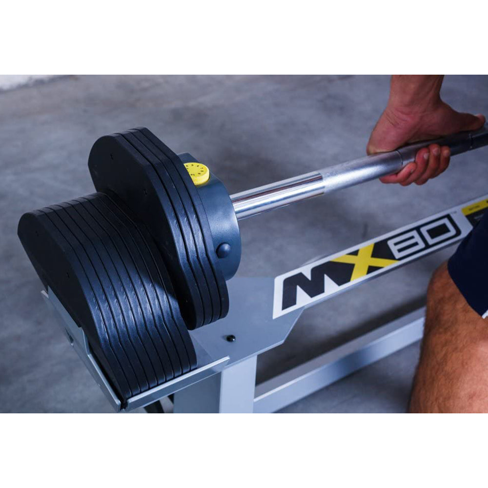 MX Select MX80 Rapid Change Home Fitness Weight Barbell System with Storage Rack