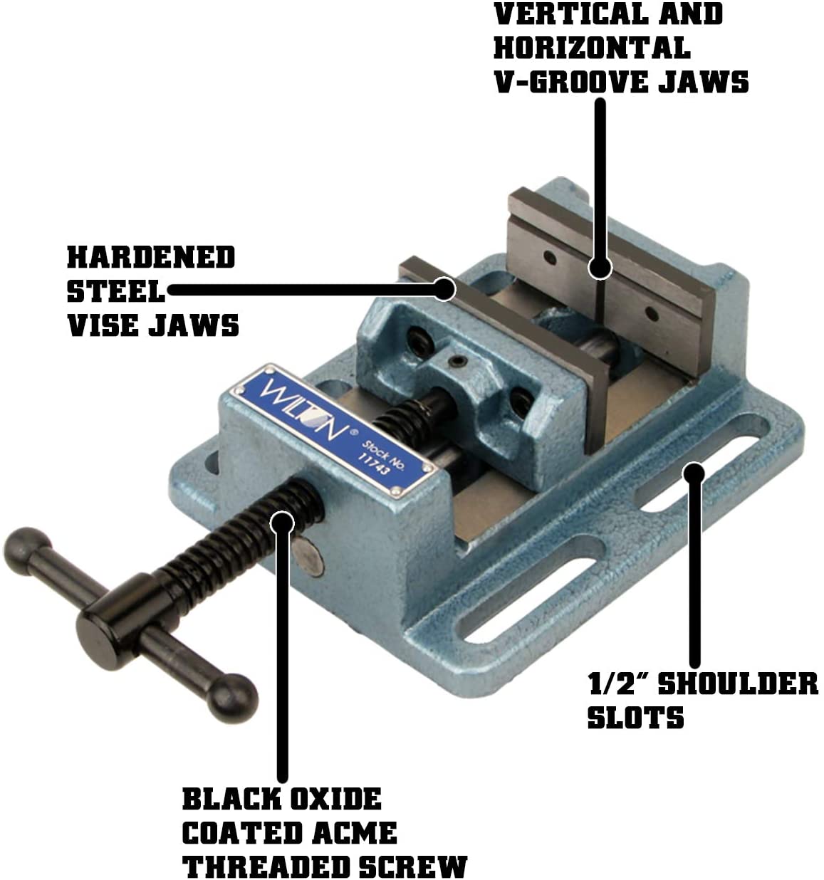 Wilton Tools 6 Inch Low Profile Cast Iron Drill Press Vise w/ Hardened Steel Jaw - VMInnovations