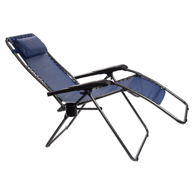 Timber Ridge Zero Gravity Locking Outdoor Recliner Lounge Chair, Blue (2 Pack)